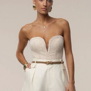 Jluxlabel ECRU SERENE COAST TEXTURE BODYSUIT size M